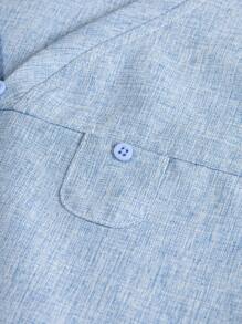 TaskEZ 純色V領休閒夏季短袖醫療制服上衣 - 藍色 - 查看 5