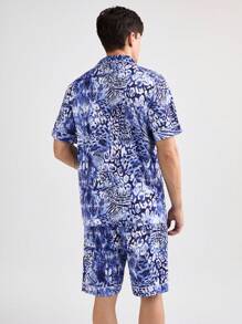 夏季家居服套裝男士全印花短袖和短褲 - 彩色 - 查看 4