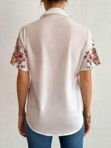 EURMUSE Floral Print Button Down Shirt Dress - Multicolor - View 2