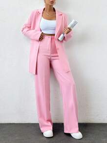 SHEIN Tall Pink Oversize Suit Sets, Tall Women - Pink - View 4