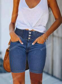 Jeans capris ajustados elásticos de cintura alta de estilo vintage para mujeres