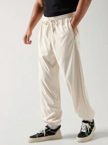 Manfinity VCAY Men's Casual Solid Color Drawstring Waist Tapered Joggers