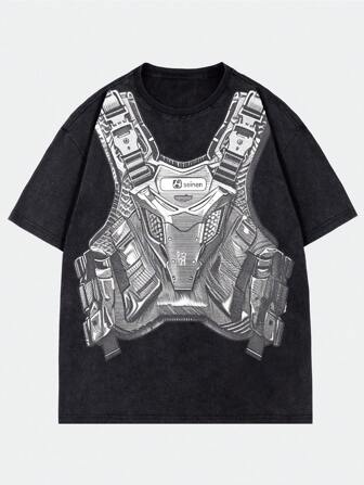 Street Life Camiseta de manga corta con estampado para hombre, estilo vintage de alta calle, para el verano