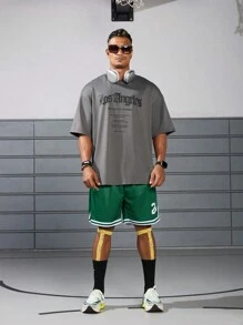 Manfinity Sport Corelite 夏季男友风男士字母印花圆领短袖运动T恤