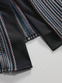 Manfinity RSRT Camisa Vintage Masculina Solta de Verão com Frente Aberta, Listras Coloridas e Mangas Caídas