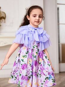 Bộ váy không tay dệt nơ bằng lưới dệt cho cô gái trẻ - Màu tím - Xem 6