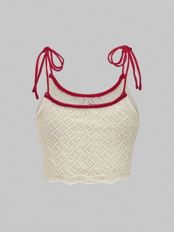 Our Kawaii Summer Y2K Cherry Letter Pattern Hollow Crochet Knitted