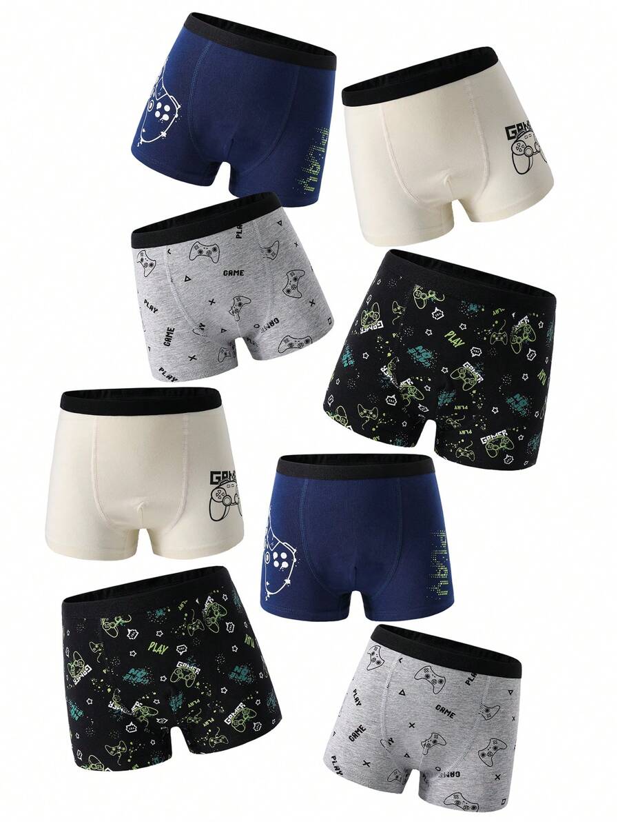 Young Boy 8-Pack Video Game Printed Boxer Briefs - Multicolor - View 1