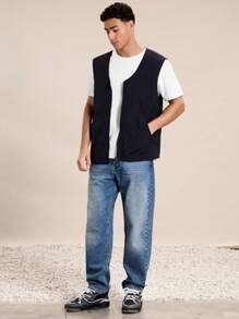 Manfinity VCAY Chaleco casual tejido con cierre de cremallera para hombre