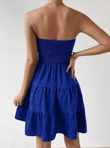 Chiquease 無肩帶多層邊緣連衣裙 - 藍色 - 查看 2