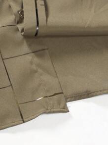 Manfinity Homme Áo sơ mi Nam Nút phía trước Sọc ca rô Công việc - Màu Khaki - Xem 5