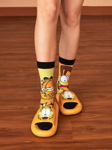 GARFIELD X SHEIN Women Cartoon Pattern Plastic Slippers, For New Year Holiday, Valentines For Casual Beach Style