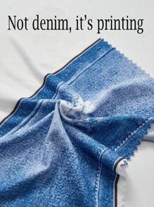 SHEIN Essnce 大码女式秋冬休闲时尚街头蓝色大码保暖牛仔效果背心夹克，秋季女装，冬季外套，羊毛夹克，保暖上衣，街头服饰，女式背心，Y2k - 藍色 - 查看 9