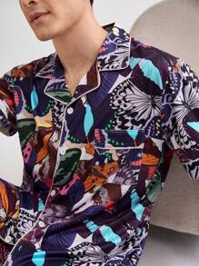 Conjunto de camisa y pantalón corto con estampado de mariposas para hombres, ropa de verano y de estar en casa casual