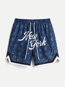 Manfinity VCAY Herren 2-teiliges Set mit digital bedrucktem Paisley Muster, Hip-Hop Stil, Sommermodekollektion