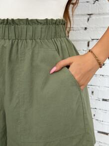 SHEIN Clasi 2pcs Plus Size Shorts Set, Cool & Comfortable, Large Pockets, Black And Green, Summer Country Concert Outfit,Business Casual Woman