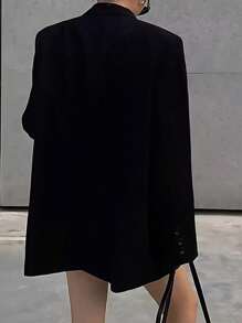 Calvaya Blazer de mujer con solapa entallada, abotonadura sencilla y manga larga