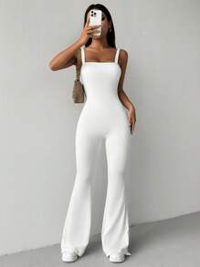 SHEIN EZwear Modny damski letni, sznurowany, rozkloszowany kombinezon bez pleców