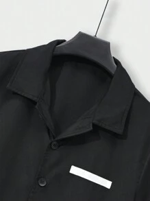 Manfinity Homme Men's Summer Casual Color-Block Short Sleeve Jumpsuit - Black - View 6