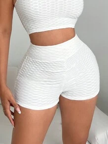 SHEIN SXY Shorts sexys con textura para mujer para verano - Blanco - Ver 1