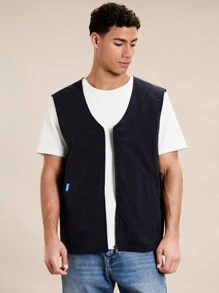 Manfinity VCAY Chaleco casual tejido con cierre de cremallera para hombre