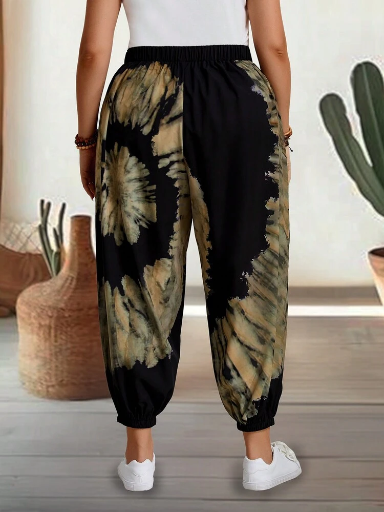 Plus Size Summer Countryside Printed Daily Casual Tapered Leg Pants Summer Outfits Summer Clothes  Spring  Spring Outfit Women Spring Clothes Country Style For Women Vacation Outfits Sweatpants