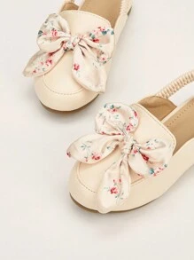 1pair Fashionable Floral Bowknot Design Cute Slipper - Beige - View 5