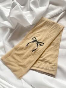 DAZY 女性蝴蝶結印花連褲襪，適合搭配裙子穿著 - 杏色 - 查看 8