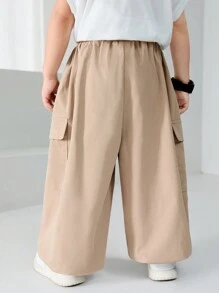 SHEIN 2入組男童鬆身哈倫褲，彈性腰帶舒適透氣，多口袋和彈性口袋，實用且單色設計。(韓風) - 彩色 - 查看 8