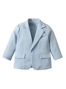 SHEIN Young Boy 2pcs/Set Light Blue Suit Jacket And Pants Set For Holiday Party - Baby Blue - View 3