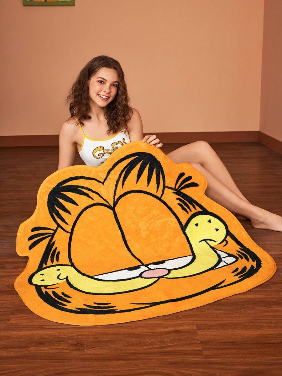 GARFIELD | SHEIN Cartoon Pattern Asymmetric Shaped Carpet - Yellow - View 1