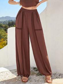 Forever 21 Vacation Leisure Lace Trimmed Cuffed Pants