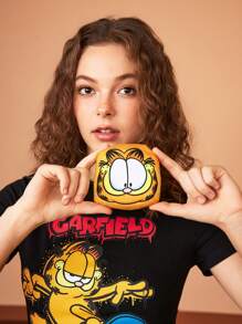 GARFIELD | SHEIN 1pc Cartoon Letter Printed -Friendly RPET Foldable Portable Shopping Bag - Multicolor - View 3