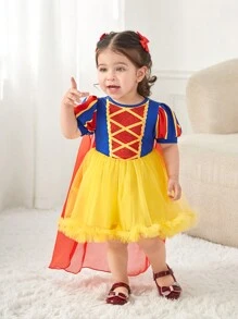 SHEIN Playful Pals Cute Princess Fairytale Inspired Stylish Spring/Summer Outfit For Newborn Baby Girls, Ideal For Photoshoots