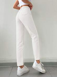 RueChic Pantalon en jean simple et unicolore pour femme, pour un port quotidien
