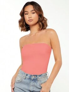 夏季實心修身筒上衣 - 珊瑚橙 - 查看 8