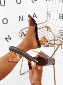 Giày sandal quai chéo trong suốt màu nâu cho nữ có gót bất đối xứng, màu nâu cà phê, thoải mái cho đám cưới và vũ hội, hở mũi phong cách tiệc tùng gợi cảm, giày cao gót ngoài trời mùa xuân/hè mới cho bãi biển, thanh lịch và thời trang cho lễ hội âm nhạc hoặc công sở, giảm giá cho giày cao gót đế xuồng cho nữ - Cà phê nâu - Xem 5