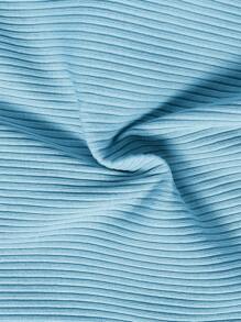 SHEIN Young Girl Knitted Solid Color Butterfly Patterned Casual Dress With Round Neck - Blue - View 4