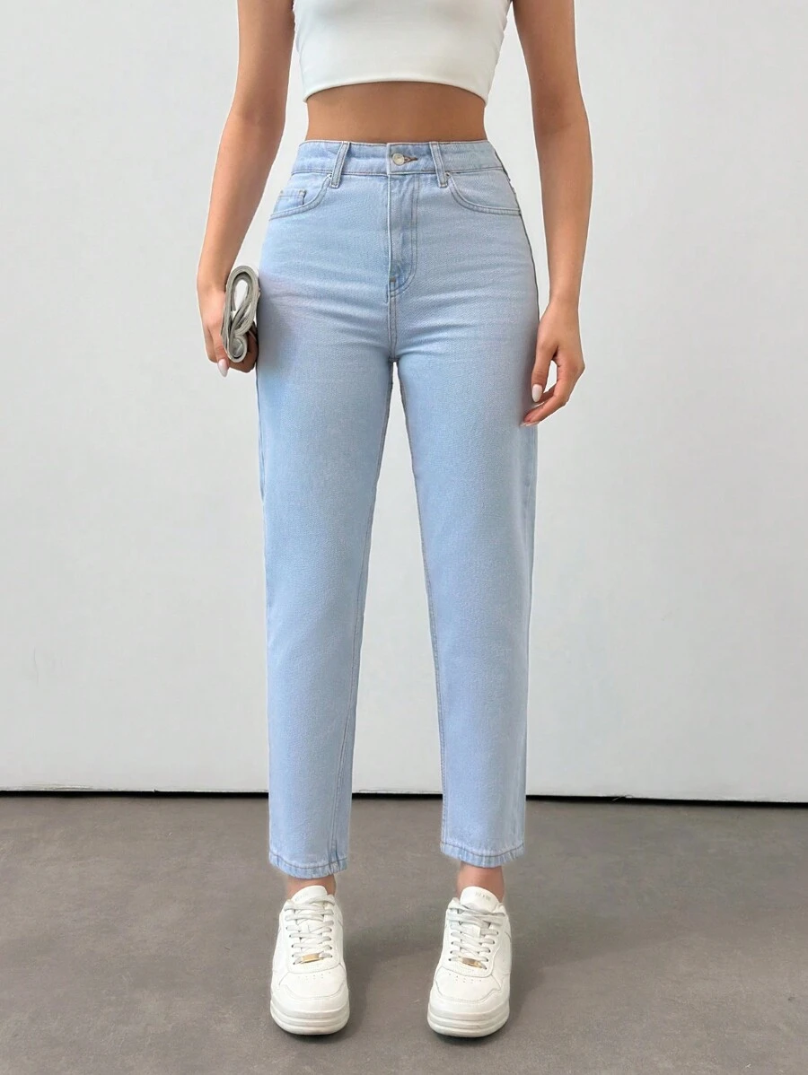 RueChic Women'S Light Blue Washed Tapered Jeans - Baby Blue - View 1
