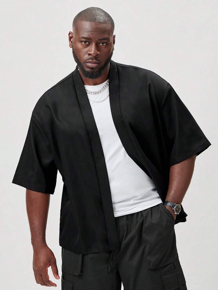 Herren Große Größen Kurzarm Shirt mit Drachenmuster und Buchstaben Muster, Sommermode