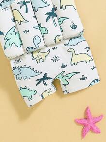 Baby Boy Cartoon Dinosaurus Patroon Gewatteerd Eendelig Badpak