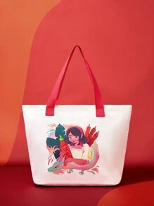 SHEIN X Sriracha by Huy Fong Foods Joyblivion Sac fourre-tout de grande capacité à la mode et portable pour femme, vacances