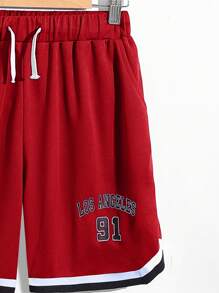 SHEIN 青少年男孩休閒舒適印花背心和針織短褲套裝