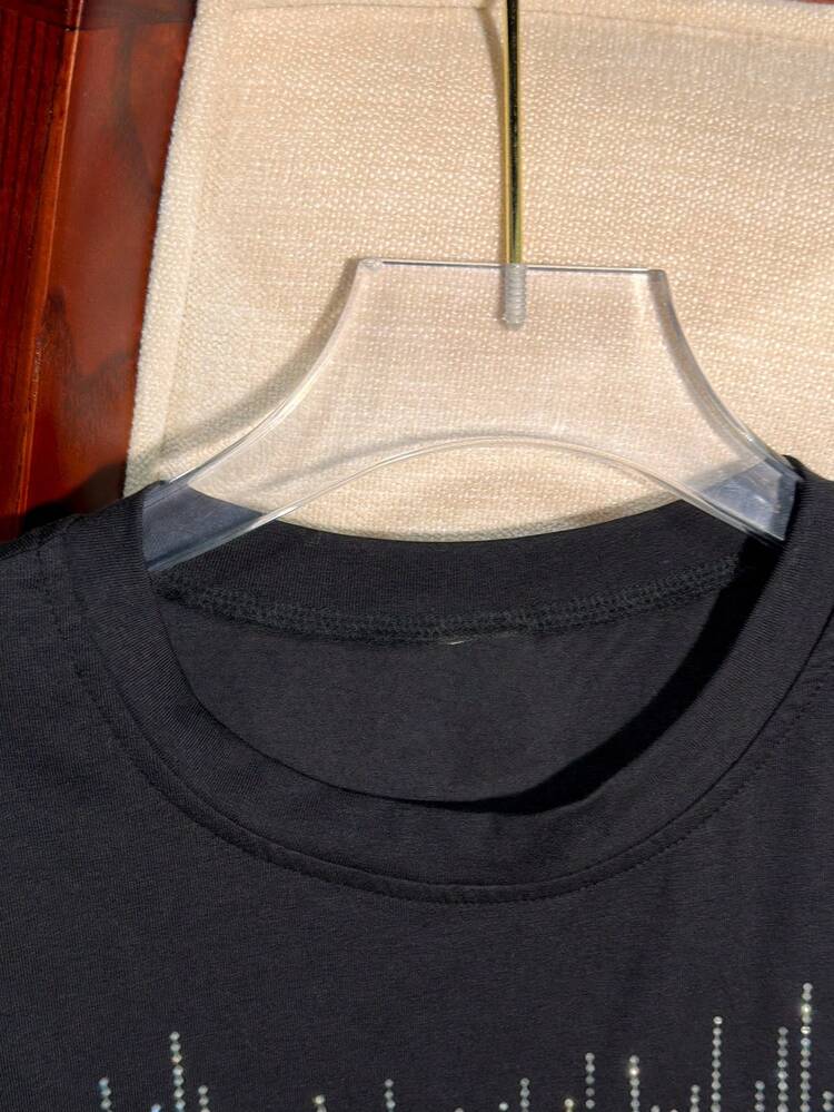 Tween Girl Casual Short-Sleeve Dress With Hotfix Letter Design For Summer