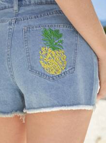 Forever 21 復古低腰印花休閒短褲 - 藍色 - 查看 7