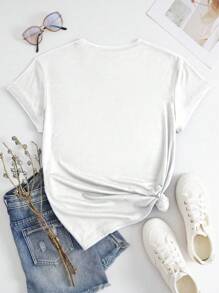 Maweii Plus Size Stylish London Union Jack Printed Casual Short Sleeve T-Shirt, LONDON UNITED KINGDOM Graphic Tees Women Tops, For Summer