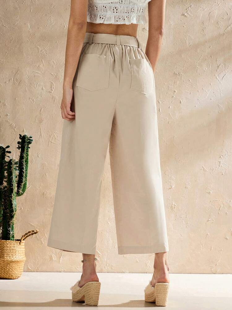 Women's Casual Solid Color Wide Leg Pants