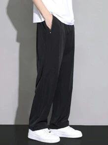 Pantalones casuales simples y lisos para hombres para uso diario - Negro - Ver 5