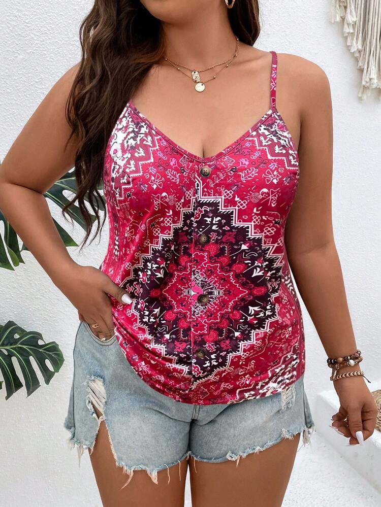 Plus Size Women's Bohemian Style Summer Camisole Top