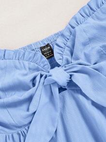 Everyssa Women's Simple Solid Color Daily Strapless Top - Blue - View 5